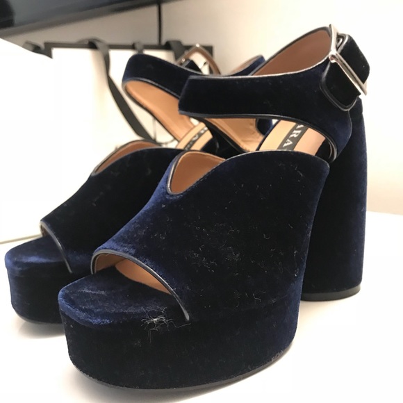 Velvet Nwt Chunky Heels Blue Zara FKJ3l1Tc